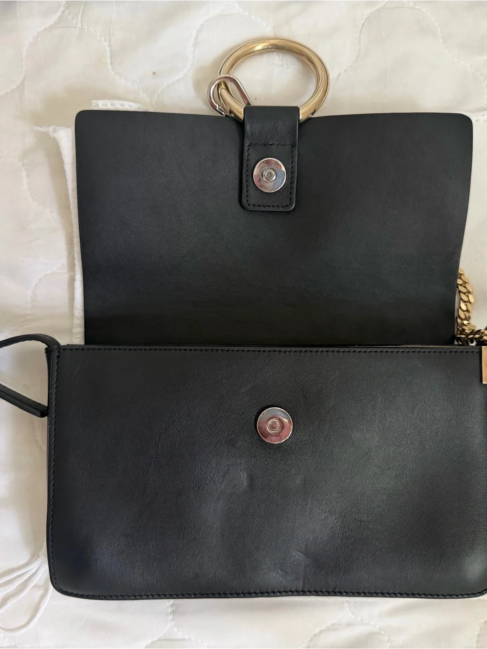 Chloé Faye Small Leather & Suede Shoulder Bag – Black